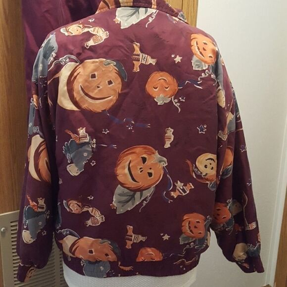 Rhoda Lynne Ladies 90s Silk Halloween Theme 2 piece outfit Track Suit , sz Larg - Picture 2 of 10
